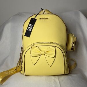 Madden NYC Yellow Bow Backpack Bag w/Coin Pouch NWT